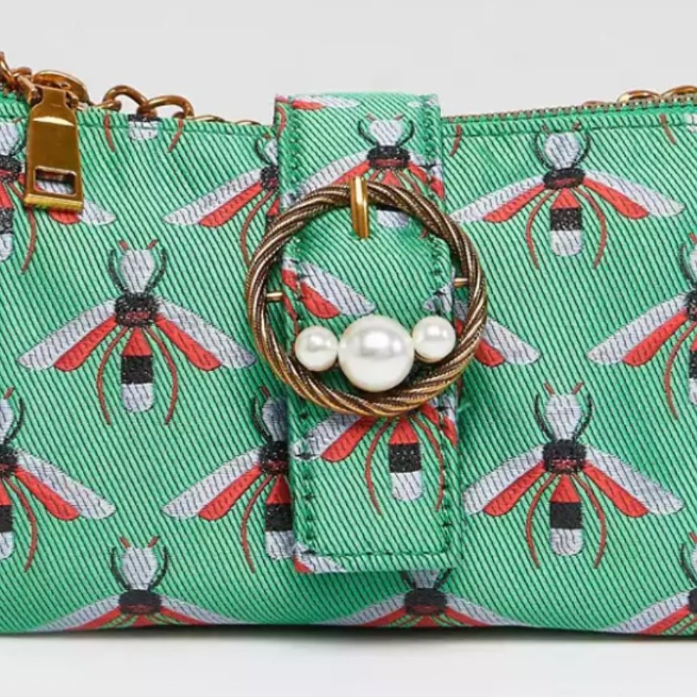 ASOS Bug Jacquard and Pearl Buckle Cross Body Bag - New without tags